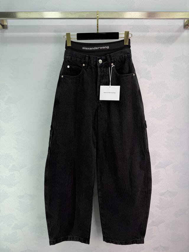 Ale*25 Autumn/Winter New Black Wide-Leg Jeans, High-Waisted Design + Loose Wide-