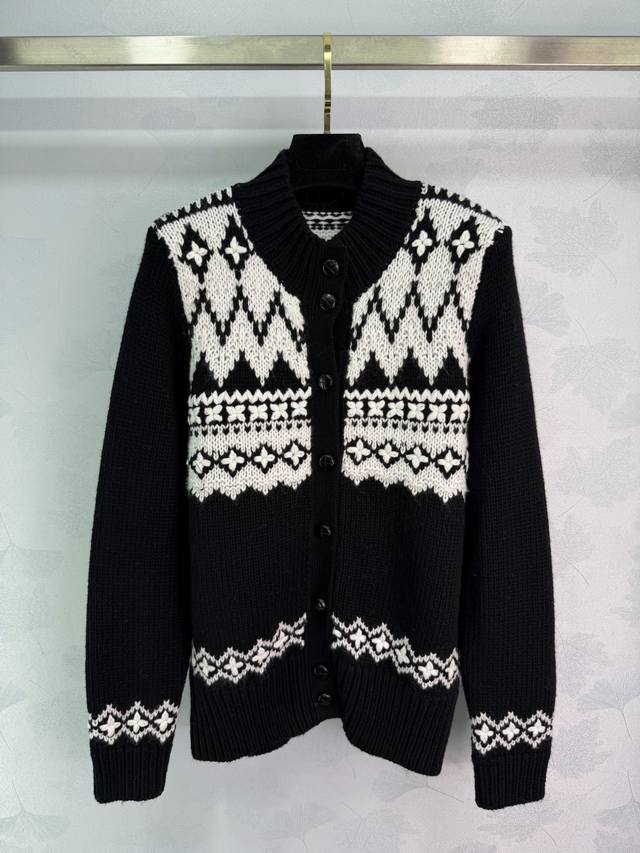 Lp*25 Autumn/Winter New Fair Isle Jacquard Cashmere Cardigan, featuring a black