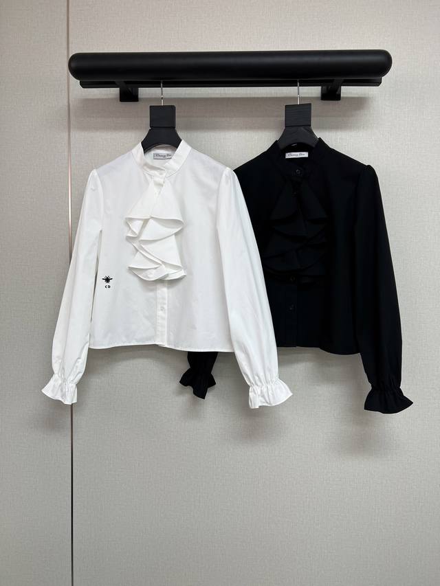 High-quality Dior 2026 early spring new arrival. Stand collar ruffled shirt ado