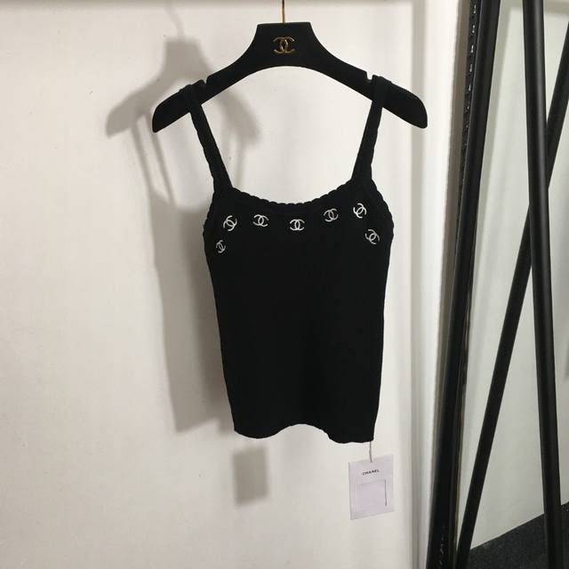 Style No. 2855 Chanel* New Chanel Logo Embroidered Knit Camisole, Black, White,