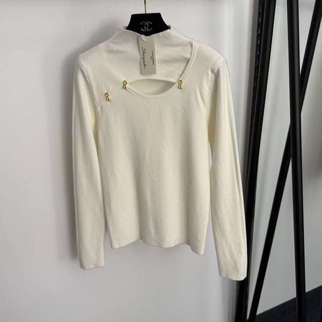 Style No. 20258163 Schiaparelli *New Metal Keyhole Pin High Neck Hollow-Out Long