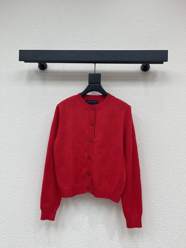 Lv Louis Vuitton*25 Autumn/Winter New Knitted Crew Neck Cardigan Brand Logo Patt