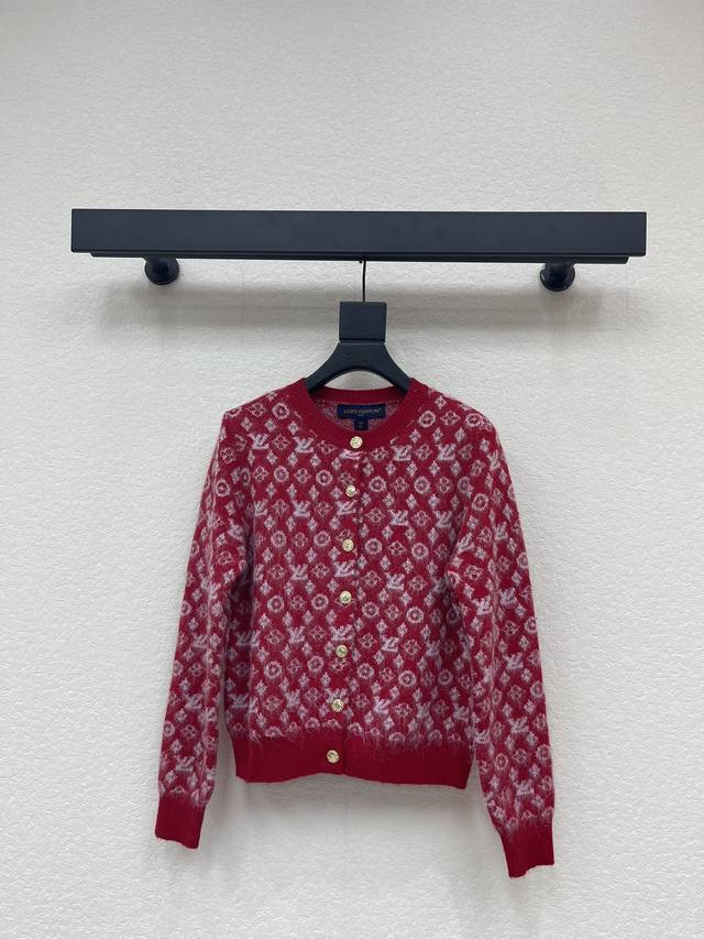 Lv Louis Vuitton*25 Autumn/Winter New Knitted Crew Neck Cardigan Classic Brand L