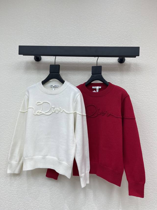 Dio* 2026 Early Spring New Collection! 3D Knitted Letter Pullover Long-Sleeve Sw