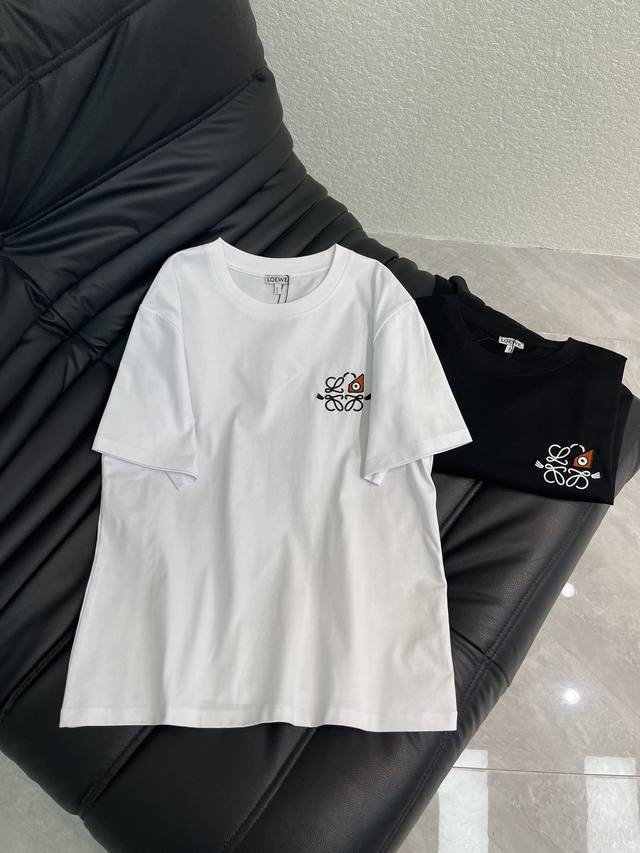 Loewe 2026 Early Spring New Arrival Embroidered Short-Sleeve T-Shirt! Imported P
