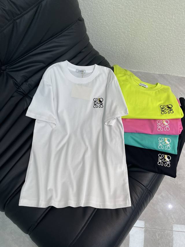 Loewe 2026 Early Spring New Arrival Multi-Color Embroidered Short-Sleeve T-Shirt