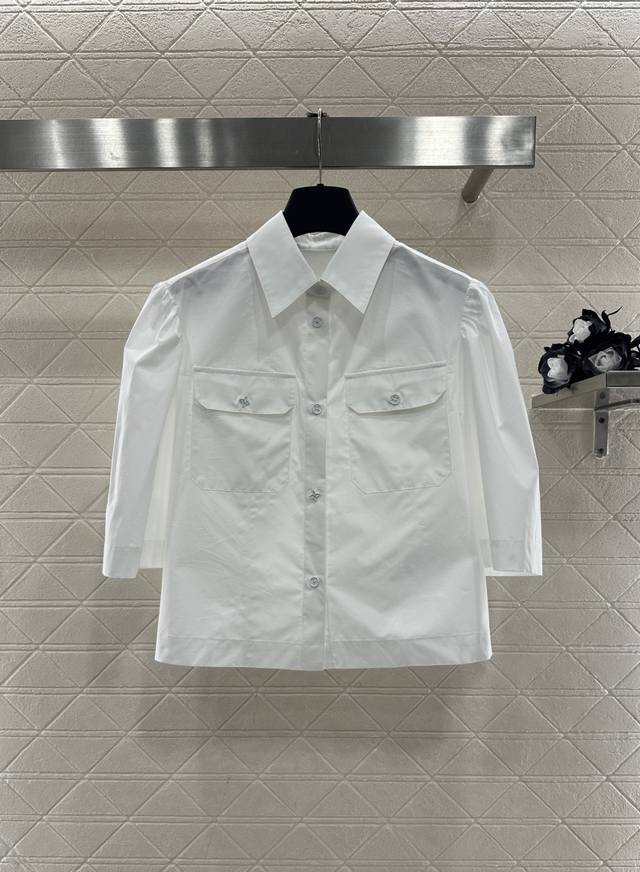 Louis Vuitto*2025 New Arrival Collared Pocket Mid-Sleeve Shirt Custom Yb Twill C