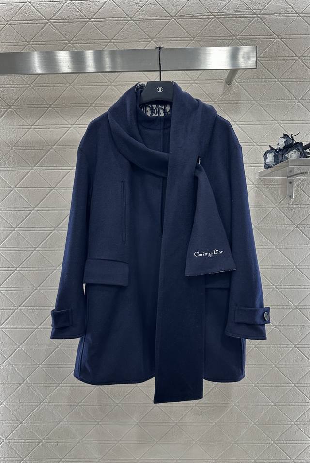 Dio*2025 New Arrival Detachable Scarf Multi-Wear Wool Coat Custom Yb Imported wo