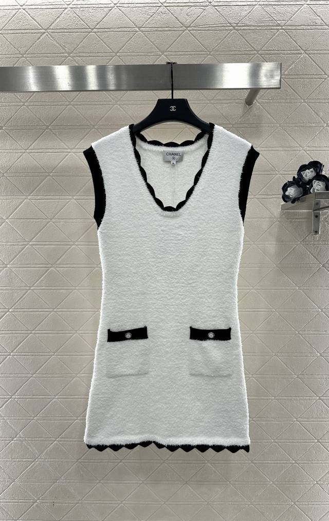 Chane*2025 New Arrival Color Block Knitted Vest Dress Custom Yb imported yarn, s