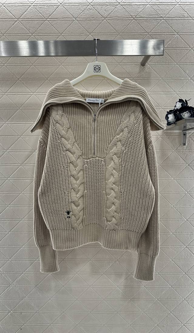 Dio*2025 New Arrival Zipper Collar Knit Sweater Custom Yb cashmere and wool yarn