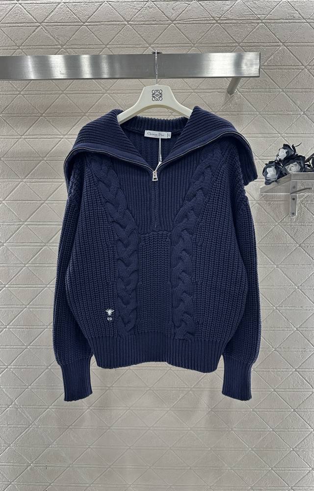 Dio*2025 New Arrival: Zippered Collar Knit Sweater. Made with custom Yb cashmere