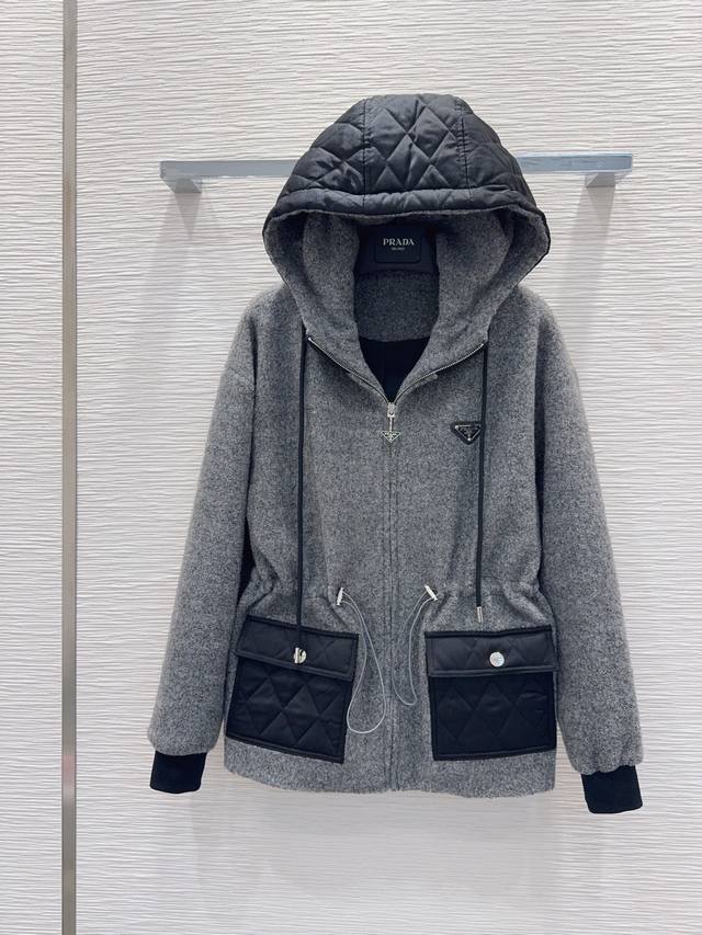 prad* 2025 Autumn/Winter New Hooded Jacket, high-end and sophisticated design, c