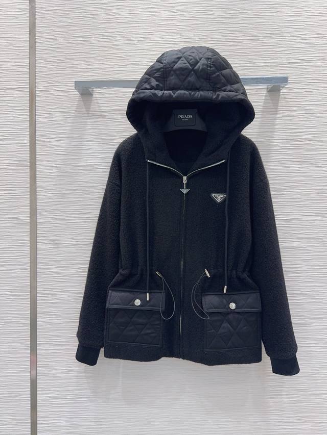 prad* 2025 Autumn/Winter New Hooded Jacket, high-end and sophisticated design, c