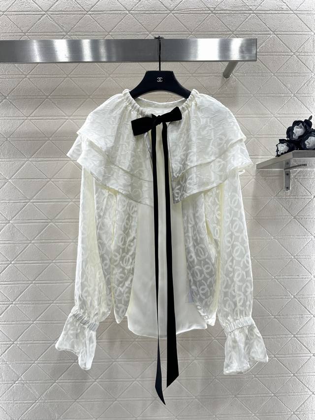 Chane*2026 New Arrival Jacquard Double C Pattern Lace Shawl Shirt Custom Made wi
