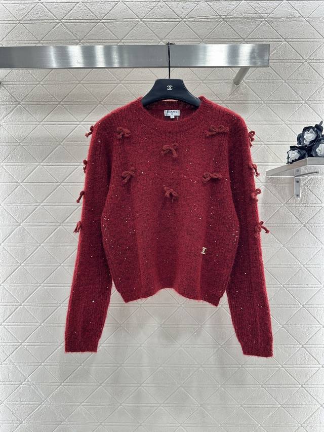 Chane*2026 New Arrival Bow Sequin Pullover Sweater. Made with custom Yb imported