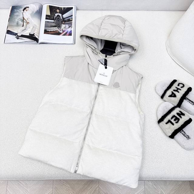 Original Quality Mc 25Ss Autumn/Winter Newest Patchwork Knitted Hooded Down Vest