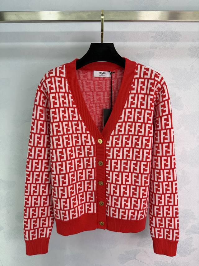 Fe*2026 Early Spring New Jacquard V-Neck Knit Cardigan! Made from custom wool bl