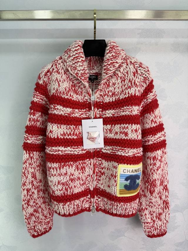 Ch*25 Autumn/Winter New Hand-Knitted Sweater Cardigan, Chunky Knitting Technique