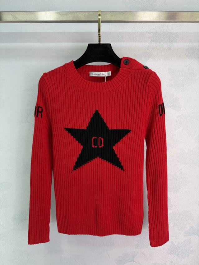 Dio* 2025 Autumn/Winter New Arrival: Five-pointed Star Crew Neck Knitted Long-Sl