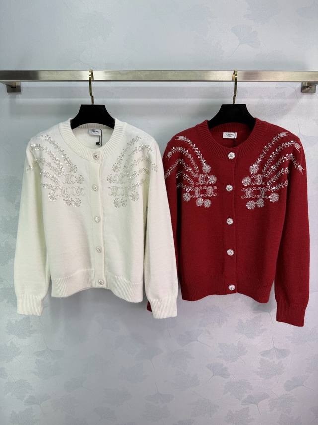 Ce*2025 Autumn/Winter New Heavy-Duty Sequin Embroidered Arc de Triomphe Crew Nec