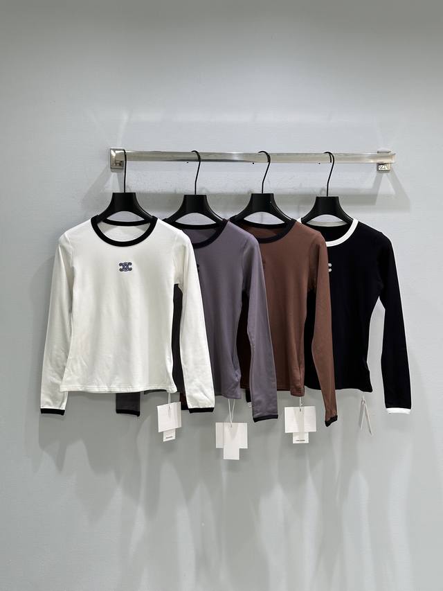 25Ss New Winter Arrival! Solid color base layer T-shirt, classic color-blocked n