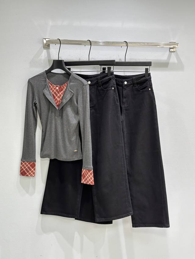 26Ss Early Spring New Arrival! A grey base with red plaid elements, the clever s