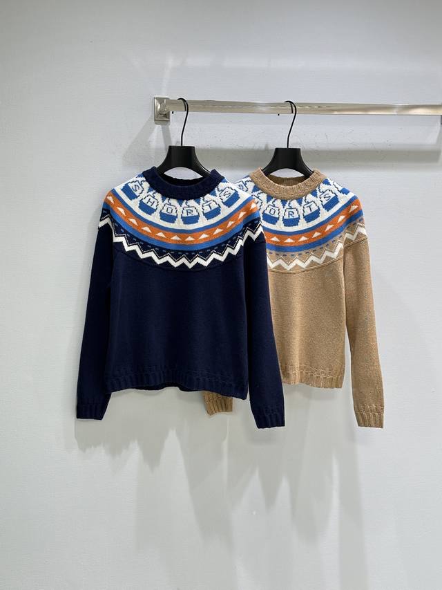 25Ss New Winter Arrival! Fair Isle Knit Top with a Little Cable Car Design, made