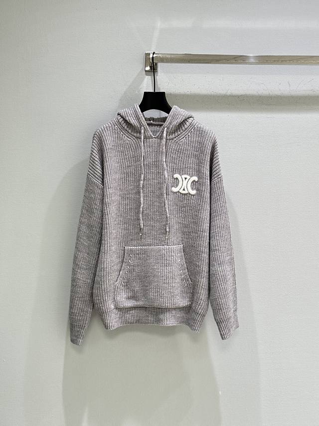 25Ss Autumn/Winter New Arrival! Heavy-duty knit hooded sweatshirt. This sweatshi