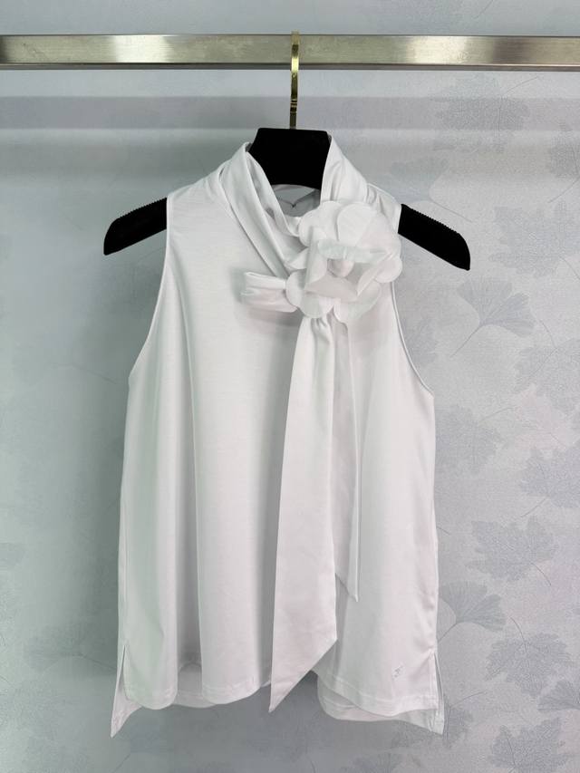Chane*2026 Early Spring New Halter Neck Tie Camellia Vest, Custom Yb Cotton Line
