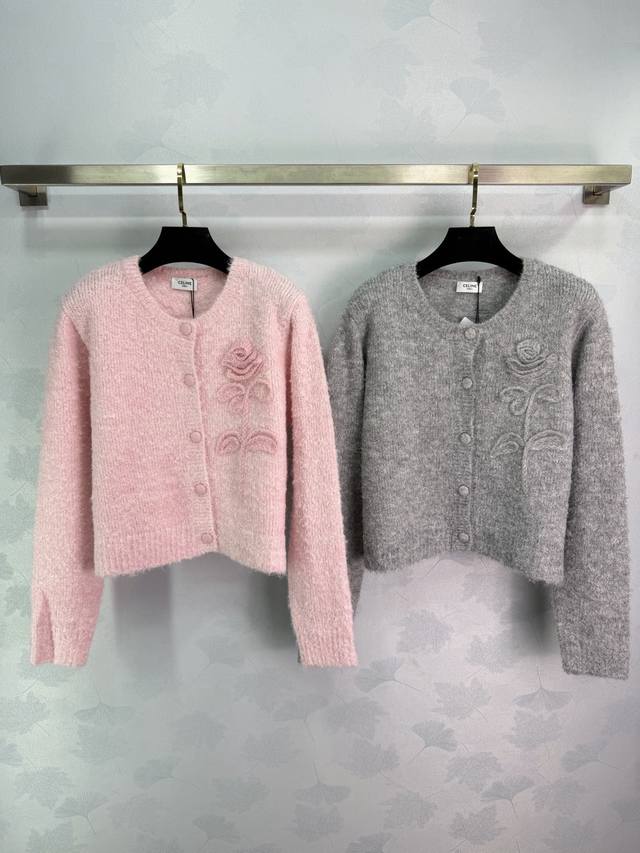 Celin*2025 Autumn/Winter New 3D Crochet Knit Cardigan! Made with custom wool yar