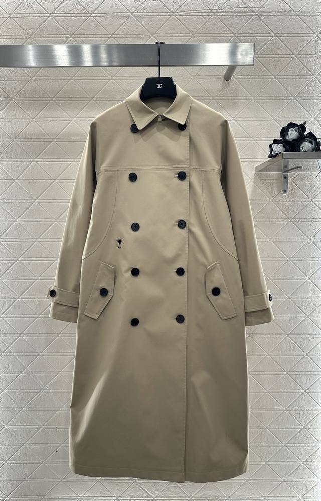 Dio*2025 New Arrival Double-Breasted Long Trench Coat with Scarf Collar Custom Y