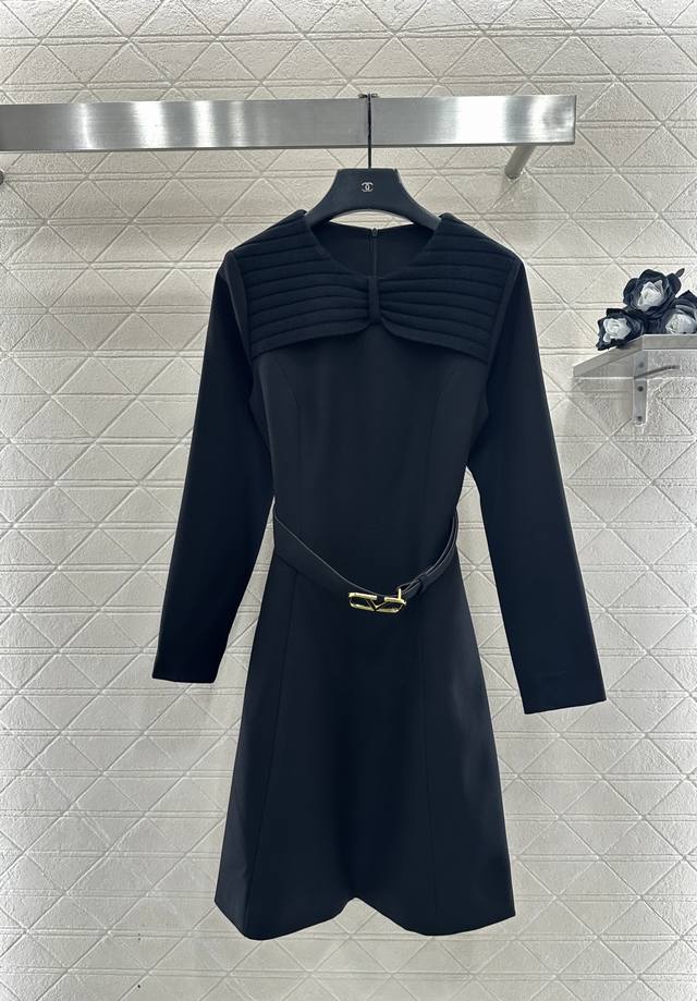 Valentin*2025 New Arrival Bow Knitted Neck Belt Dress Custom Yb Imported Materia