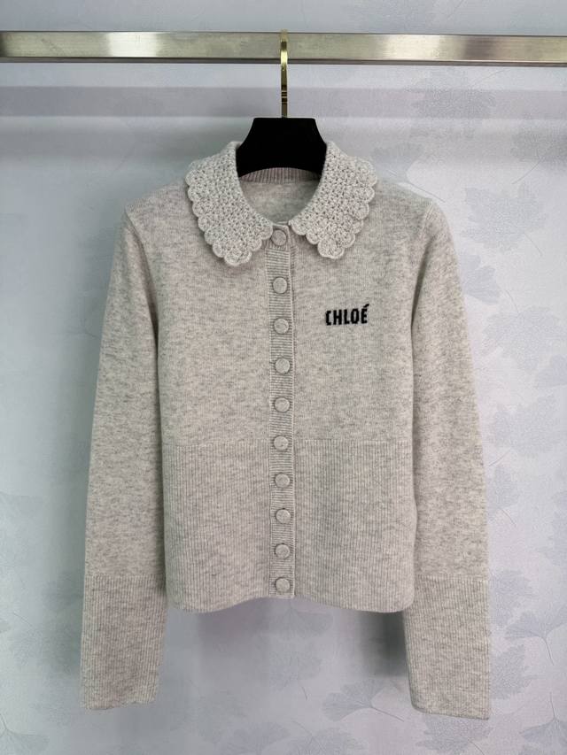 Chlo*25 Autumn/Winter New Light Grey Knit Cardigan, made of 100% pure wool, soft