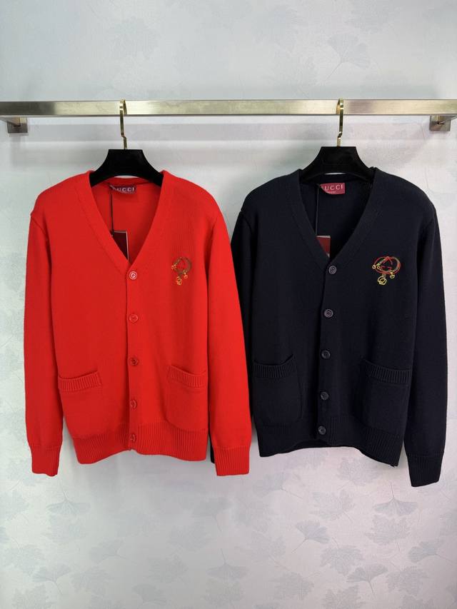 Gu*26 Early Spring New Embroidered Knit Cardigan, made of wool and cashmere, sof