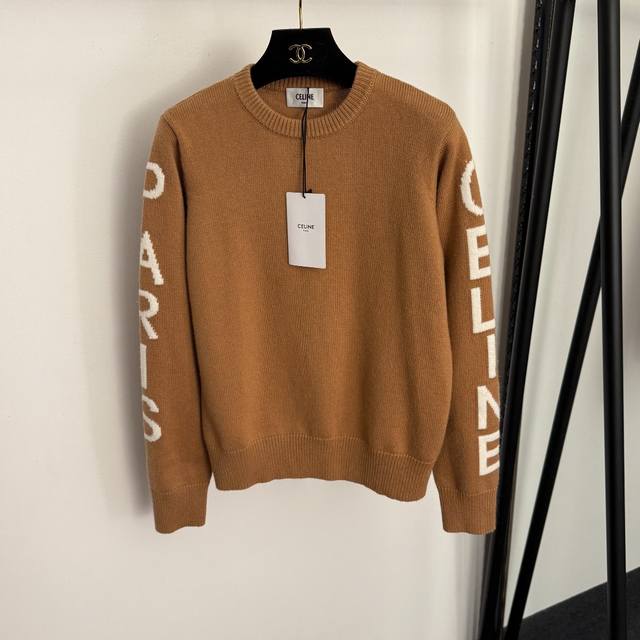 Style No. 20258437 Celin* New Side Logo Pullover Long-Sleeve Wool Knit Sweater,