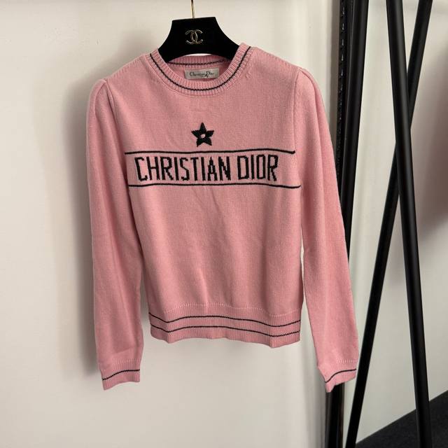 Style No. 20258438 Dio* New Five-Pointed Star Logo Letter Pullover Long-Sleeve