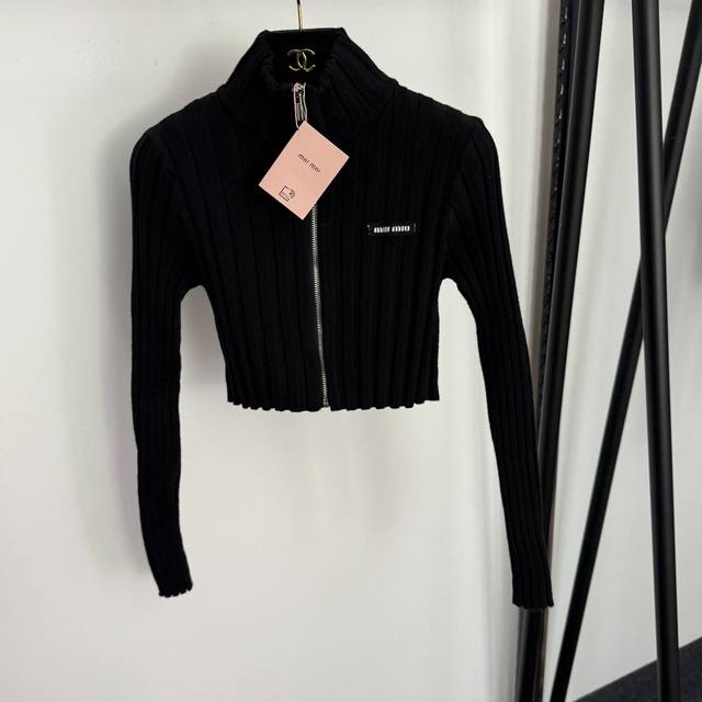 Style No. 20258434 Miumi* New Short Cropped Cardigan with Label and Lettering,