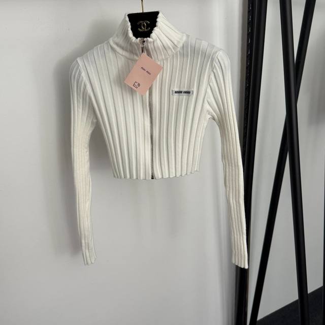 Style No. 20258434 Miumi* New Short Cropped Cardigan with Label and Lettering,