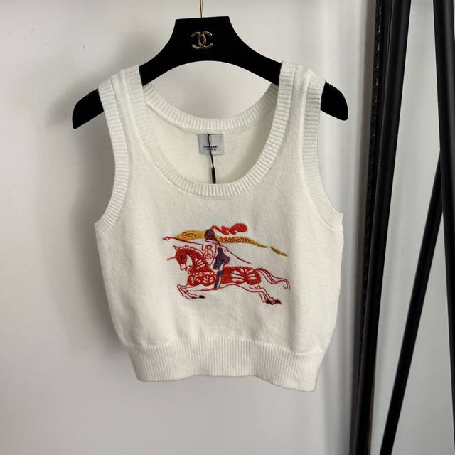 Style No. 20258417 Burberr* New Equestrian Knight Embroidered Knitted Vest, Whi