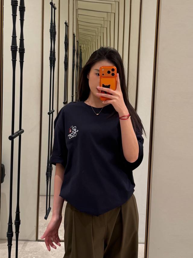 Loew* X Louis W*In26Ss New Cat Series Exquisite Embroidered Pattern Short-Sleeve