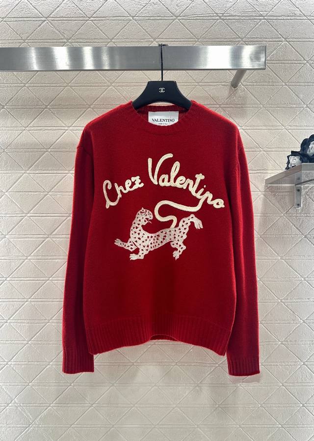Valentun*2026 New Arrival Lunar New Year Color-Blocked Logo Crochet Knit Sweater
