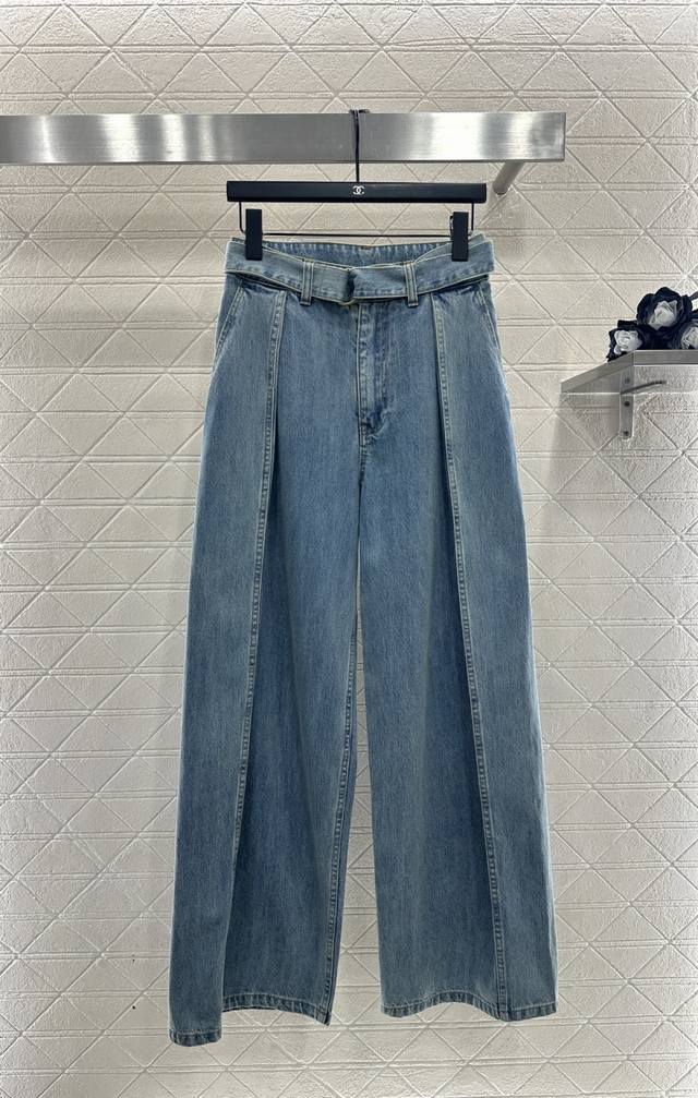 Loew*2025 New Arrival Denim Shirt and Belt Wide-Leg Pants Set Custom Yb Denim Tw