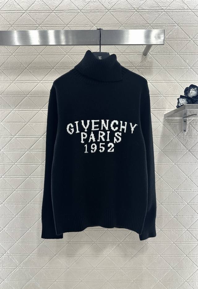 Givench*2025 New Arrival: High-Neck Letter Pullover Sweater. Made with custom Yb