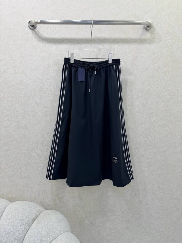 prad* 2026 New Style Drawstring Waist Skirt. Custom leather and triangular label