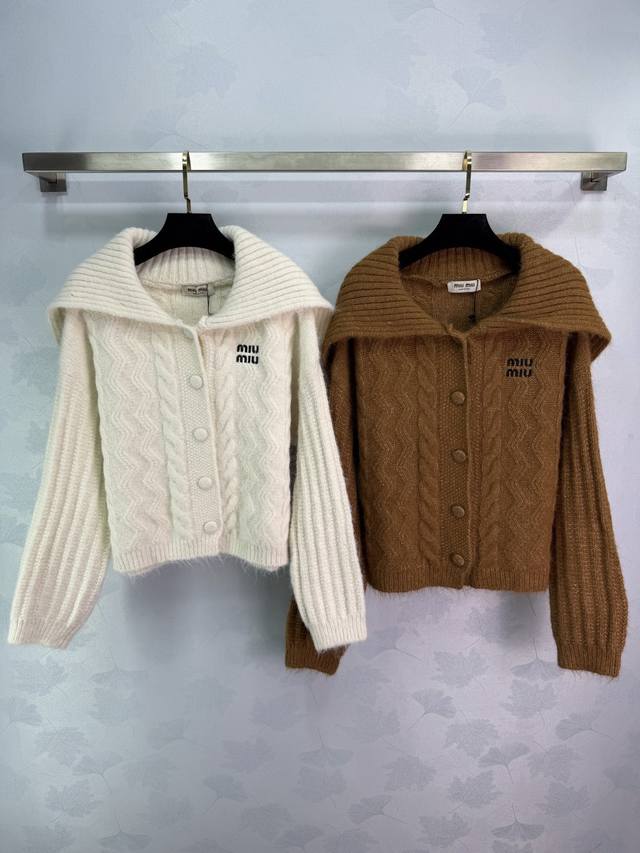 Miumi* 2025 Autumn/Winter New Collared Knit Cardigan Sweater! Made with custom i