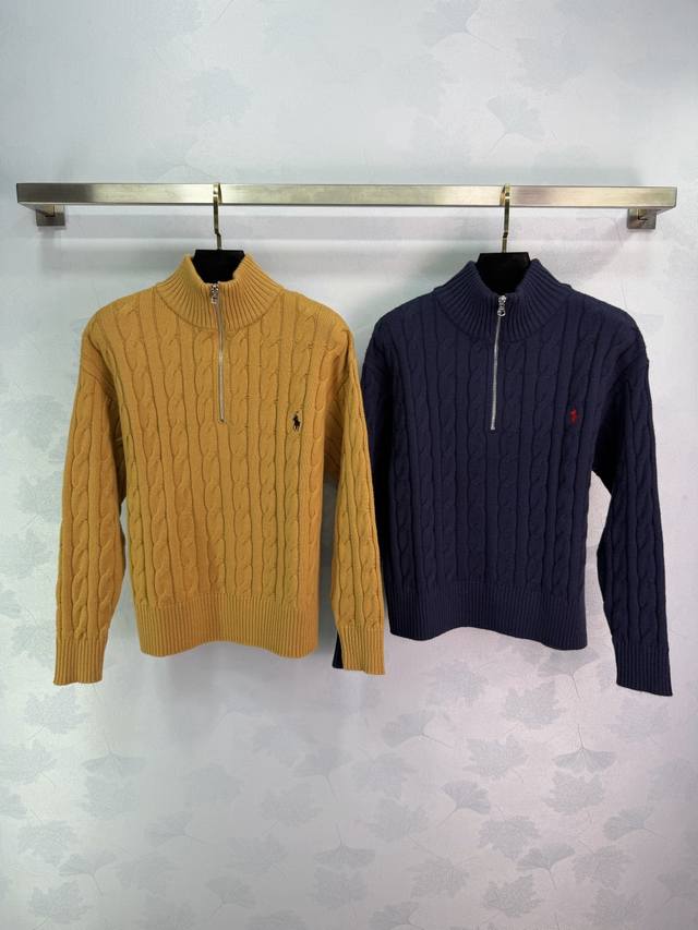 po*2025 Autumn/Winter New Style Collared Half-Open Long-Sleeve Sweater! Made wit