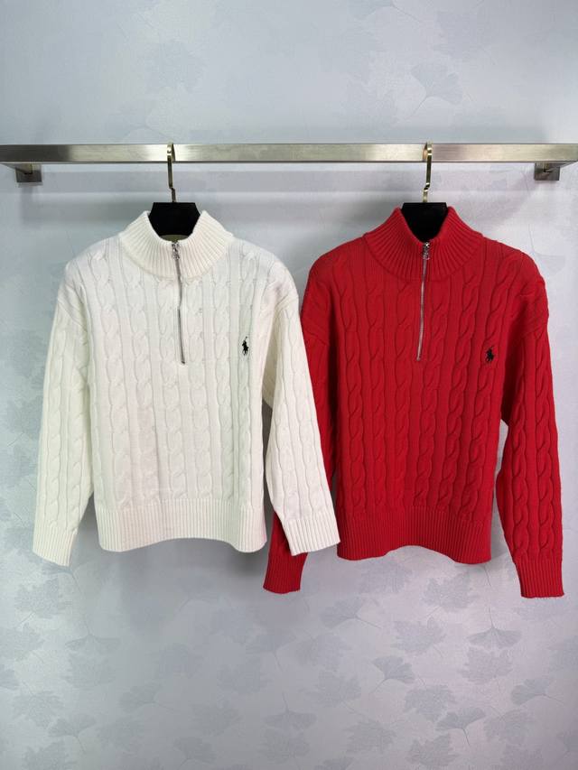 po*2025 Autumn/Winter New Style Collared Half-Open Front Long-Sleeve Sweater! Ma