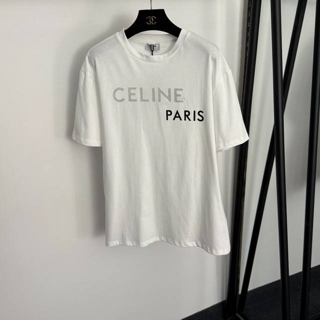 Style No. 20258462 Celin* New Logo Embroidered Letter Print Pure Cotton Short-S
