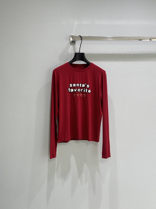 25Ss Early Spring New Arrival! Red long-sleeved T-shirt, simple yet stylish, fea