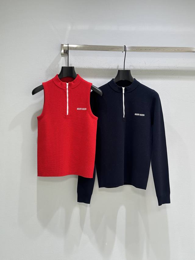 25Ss New Winter Arrival! This Miu style sweater blends sporty elements with eleg